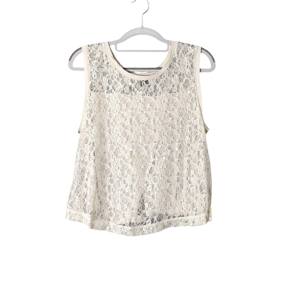 Victorias Secret Top M 100% Modal Cropped Floral Lace Criss‎ Cross Romantic Boho